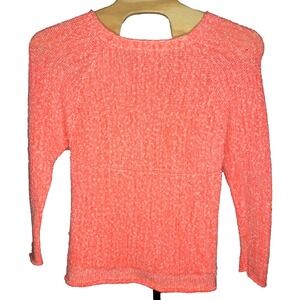 Womens Free People vneck Pullover sweater Orange white speckled Size XS oversize